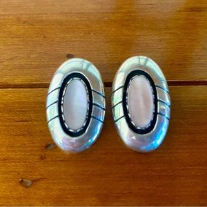 vintage Native American Sterling Silver and Pink MOP Earrings